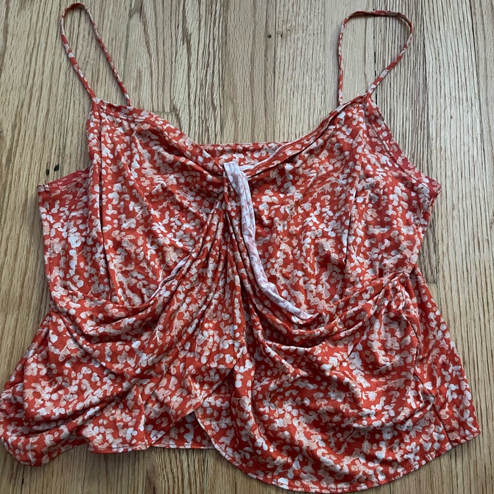 Orange Floral Anthropologie Tank Top